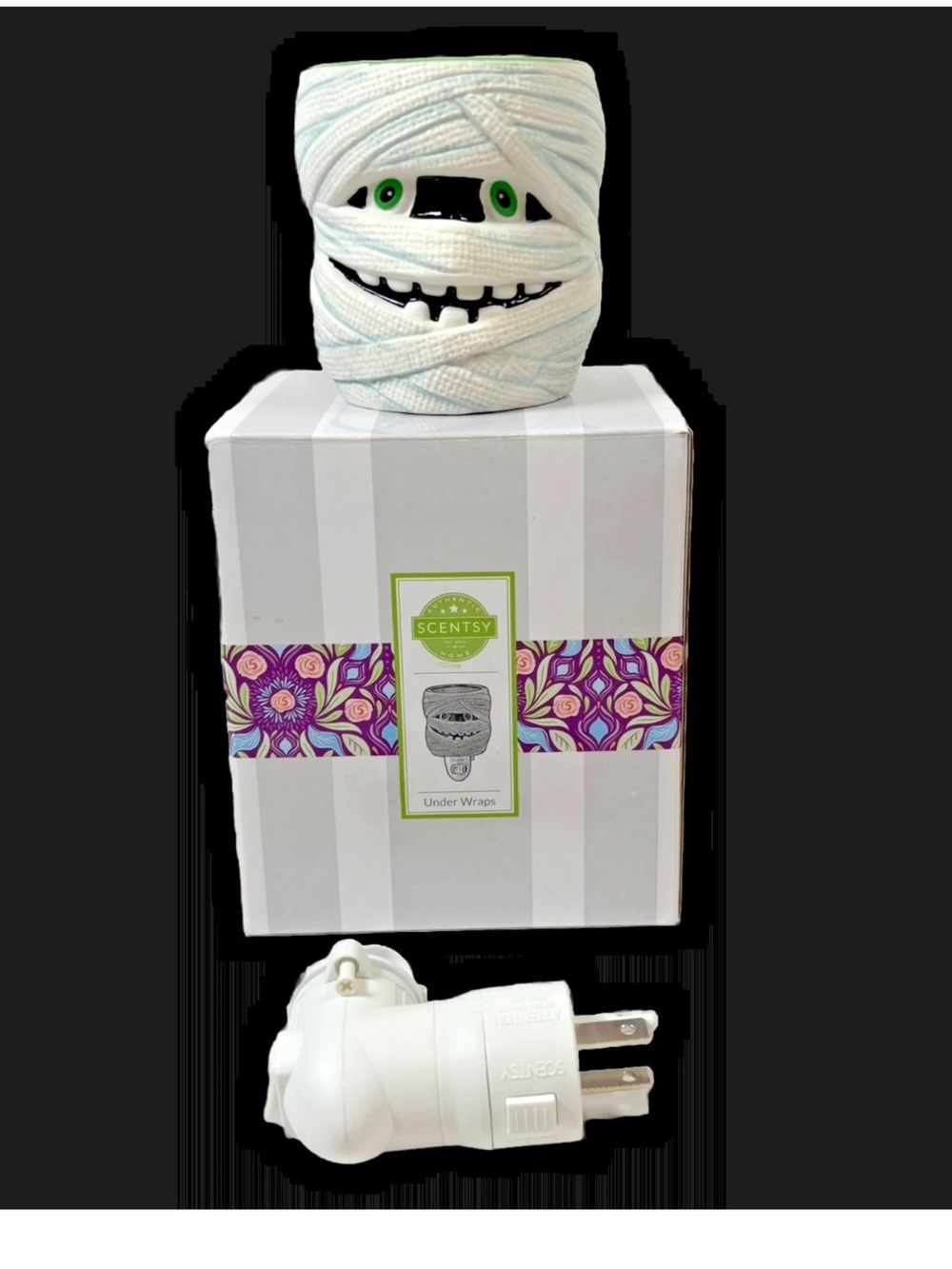 Scentsy Under Wraps Mummy Wax Warmer Halloween Spooky Wall Plug In Retired